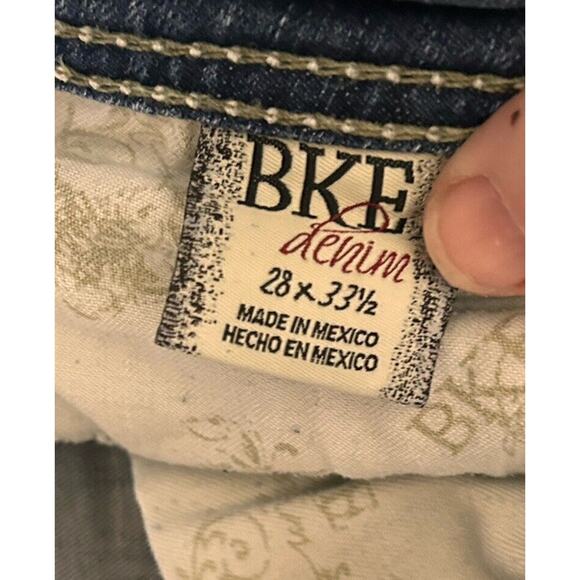 BKE Payton Jeans Y2K Blue 28L Thick Stitch Boot 28 X 33.5 Cotton Blend EUC - Picture 6 of 8